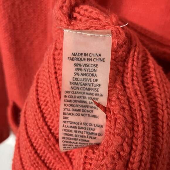 Left on Houston Cardigan Womens L Orange Knit Angora Blend Open Front Long Line - Picture 3 of 7